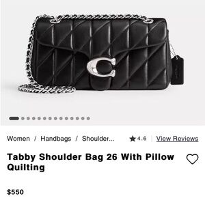 Coach Black Tabby Shoulder Bag with Pillow Quilting